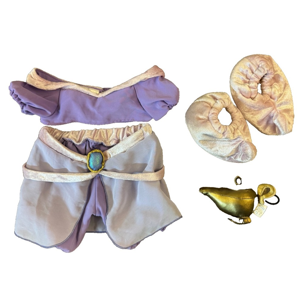 Vtg Build A Bear Disney Aladdin Princess‎ Jasmine Purple Outfit Lamp Shoes Lot
